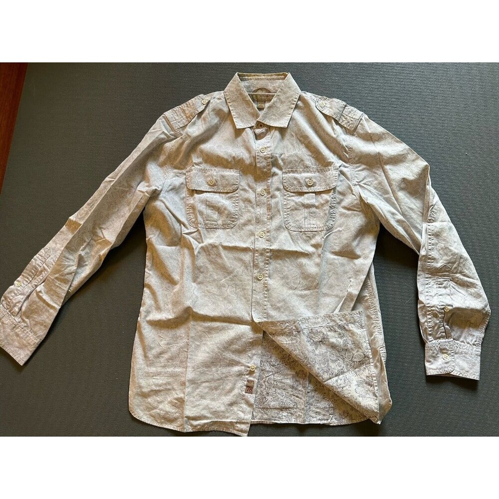 Banana Republic Heritage White Paisley Floral Military Utility Shirt Medium Mens